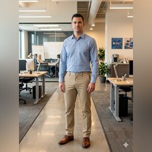 Men's Light Blue Micro-Check Dress Shirt